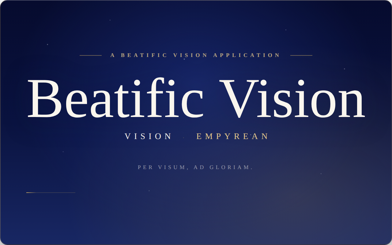 Empyrean splash screen — Beatific Vision launch animation